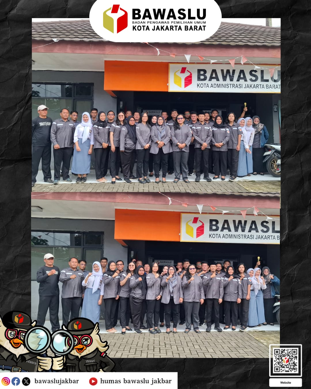 Foto Bersama Seluruh Staf dan Pimpinan Bawaslu Kota Jakarta Barat pada Giat Apel Pagi Rutin (19/01)