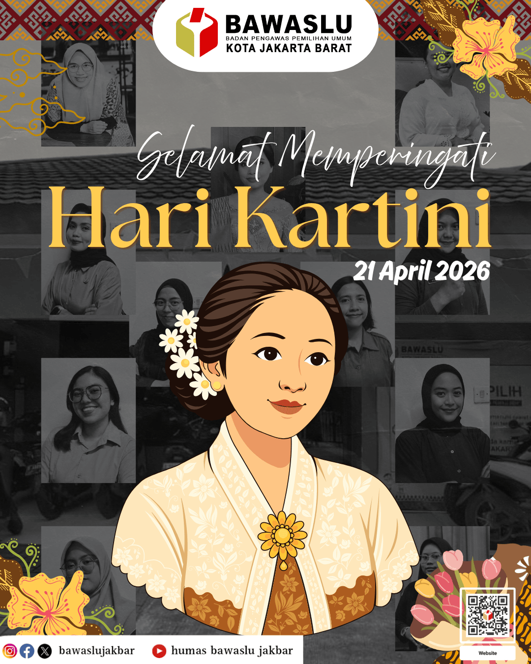 Konten Grafis Peringatan Hari Kartini (21/04) oleh Humas Bawaslu Kota Adm. Jakarta Barat