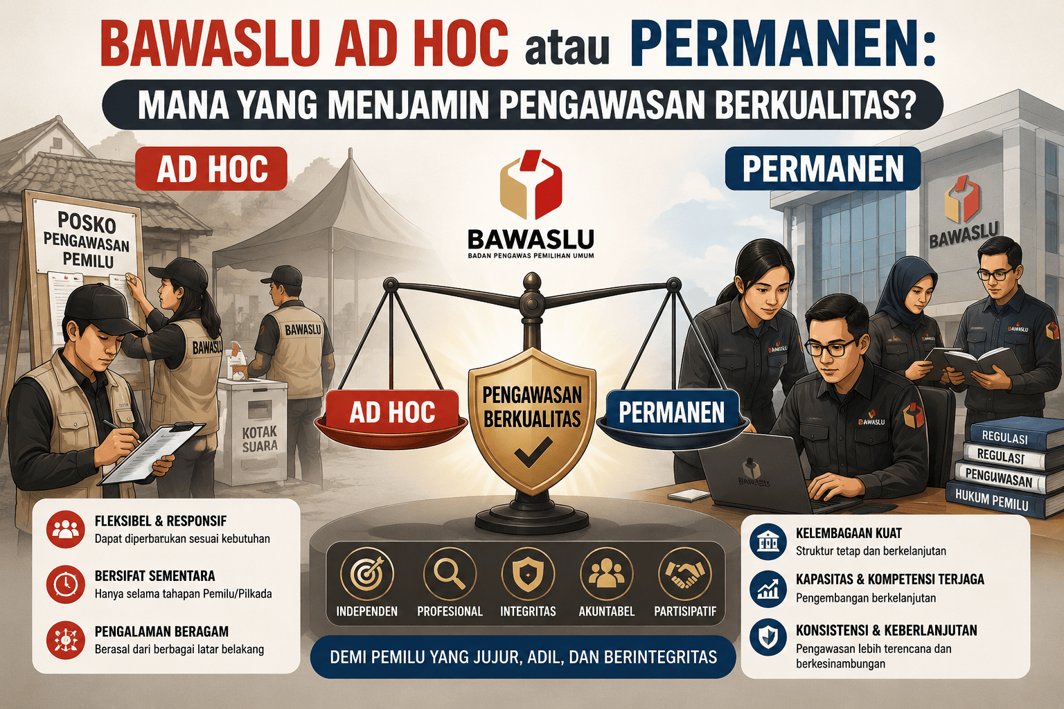 Ilustrasi Bawaslu Ad Hoc atau Permanen (03/06)