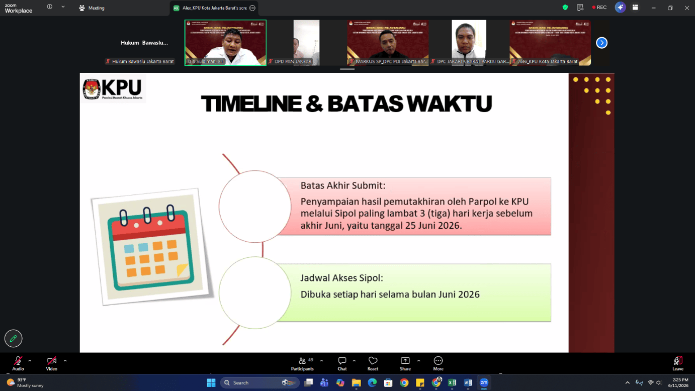Tangkapan Layar mengenai Batas Waktu Pemutakhiran Data Partai Politik (11/06)
