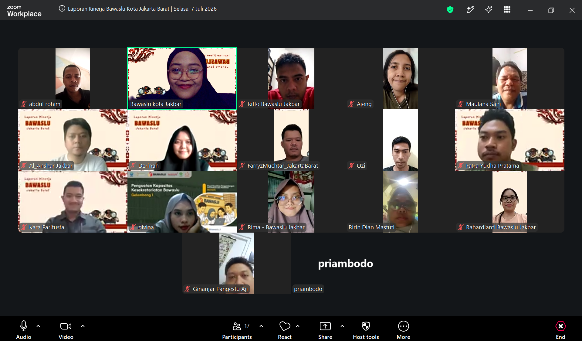 Tangkapan Layar oleh Humas Bawaslu Kota Jakarta Barat (07/07)