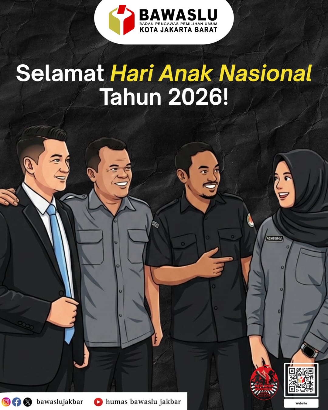 Konten Grafis mengenai Hari Anak Nasional oleh Humas Bawaslu Kota Adm. Jakarta Barat (23/07)