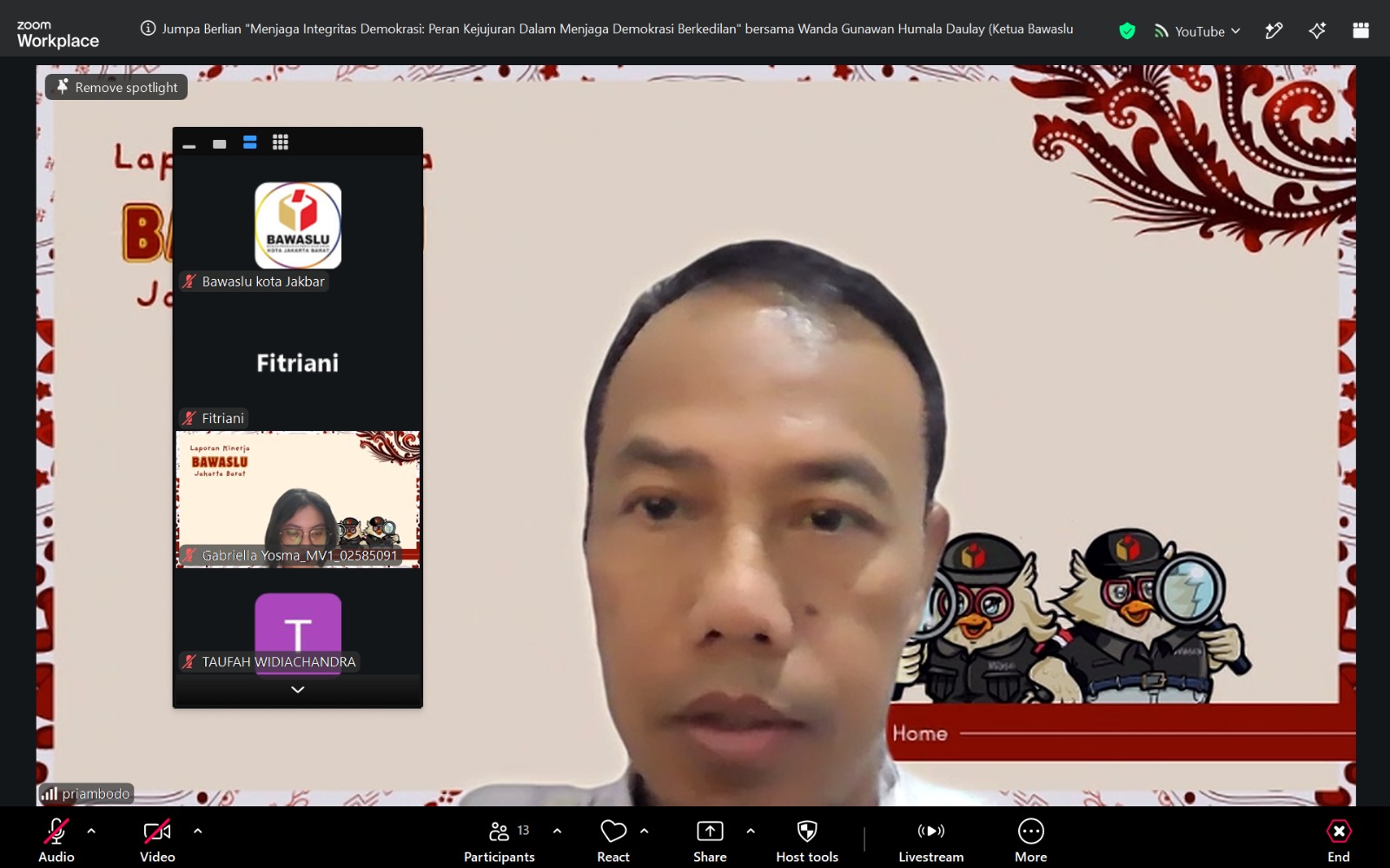 Tangkapan layar oleh Humas Bawaslu Kota Jakarta Barat