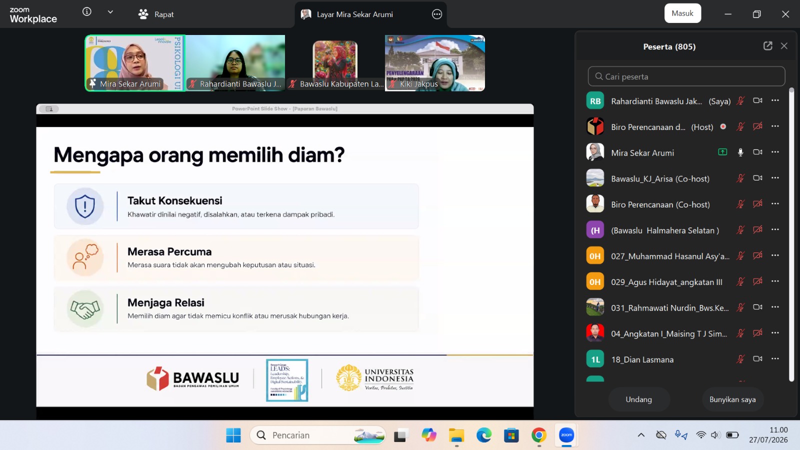 Tangkapan layar oleh Humas Bawaslu Kota Jakarta Barat