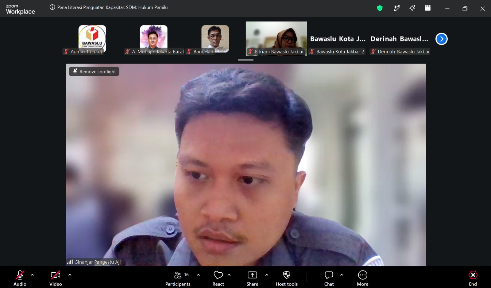 Tangkapan Layar pada giat Pena Literasi "Hukum Pemilu" via daring