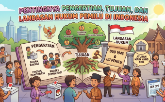 Ilustrasu mengenai Pentingnya Pengertian,Tujuan dan Landasan Hukum Pemilu di Indonesia oleh Kecerdasan Buatan (04/08)